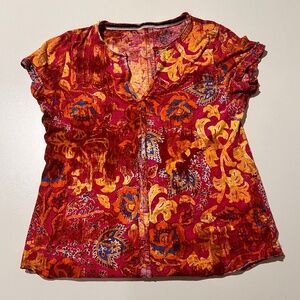 Anthropologie Spliced V Neck Short Sleeve T-Shirt